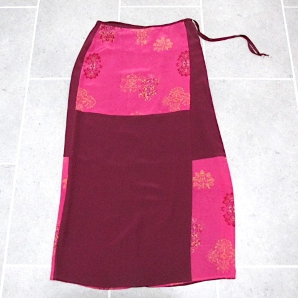 Amanda Smith Purple Pink Silk Wrap Skirt, Size PM - Picture 8 of 11